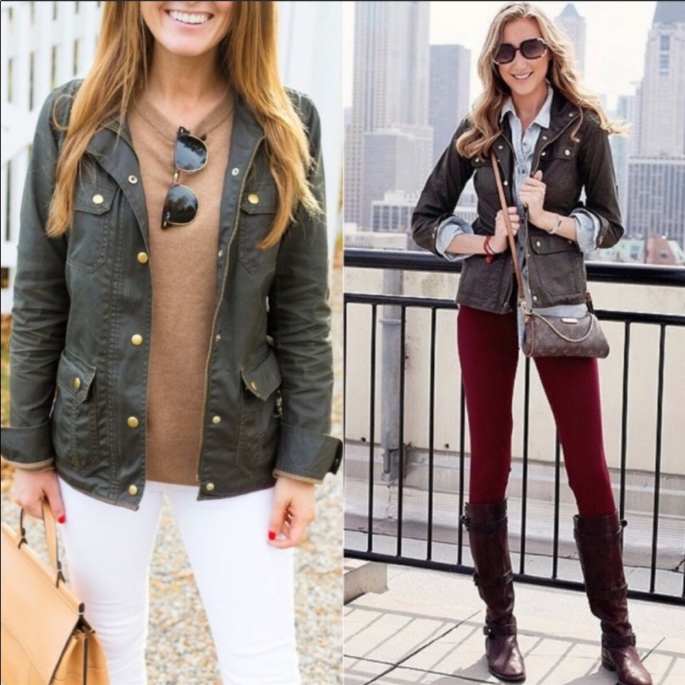 J.Crew The Downtown Field Jacket Army Green Waxed Cotton XS